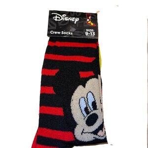 Disney Red and Black Mickey Mouse Crew Socks. NEW. Sz 9-13 Official Merchandise